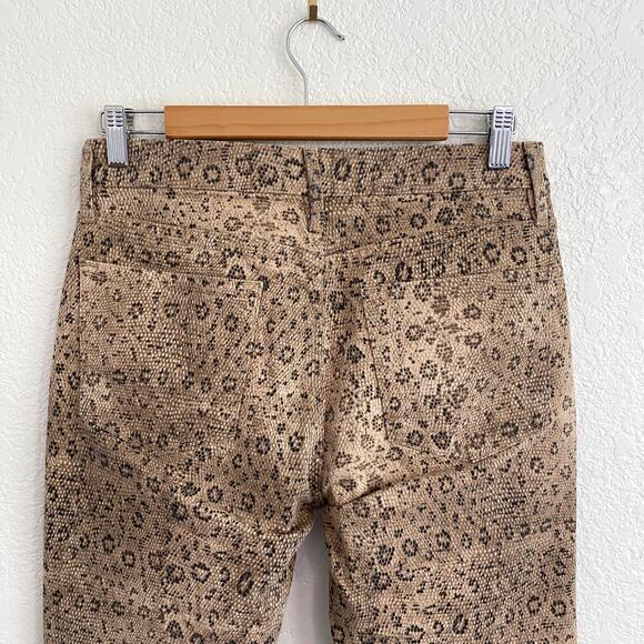 FRAME Le Crop Mini Boot Snake Print Jeans in Vanilla Multi Size 28 - Picture 5 of 14